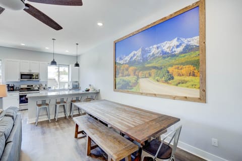 Dining table and kitchen