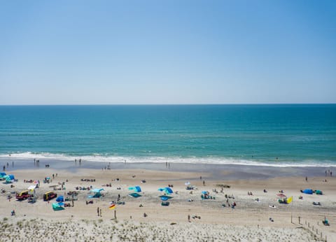 Beach nearby, sun loungers