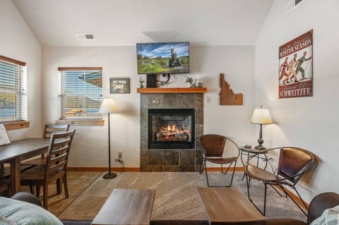 Warm and cozy fireplace.