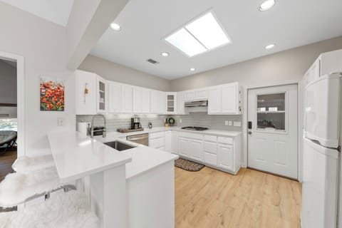 Kitchen; with everything you need!  Standard coffee drip maker