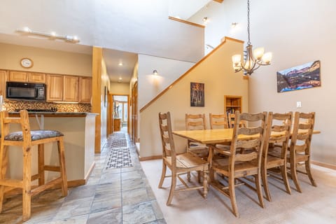 Dining area with seating for eight.