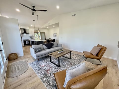 Living room with high speed wifi and a 70" tv.