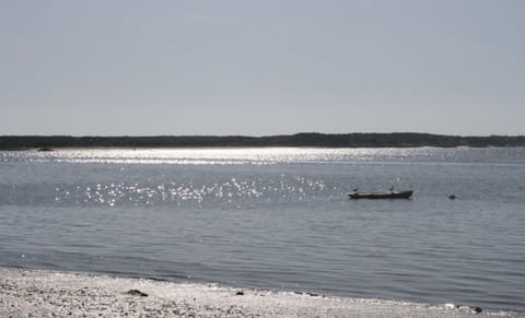 On the beach, sun loungers