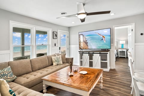 Upper level, open layout living area with breathtaking oceanfront views.