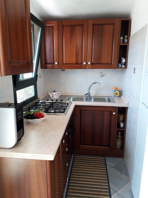 Fridge, oven, stovetop, coffee/tea maker