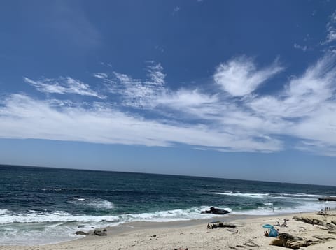 Beach nearby, sun loungers, beach towels