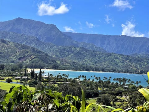 World-famous Hanalei Bay with mountains behind - just 10 minutes from the house