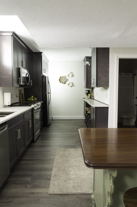 Open concept kitchen and living area.
