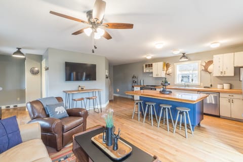 Main living space Top of the Town Rental Home - The open kitchen and living room provide the ideal space for your guests.