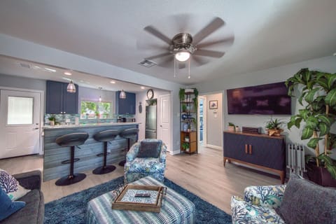 Living area and kitchen