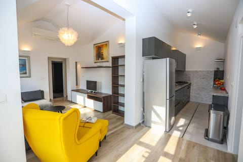 Living room and the kitchen.