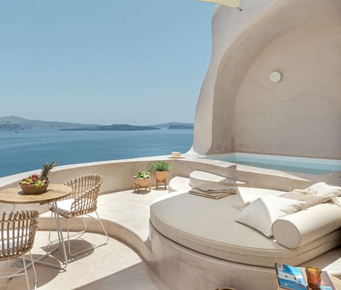 Outdoors seating area with a view