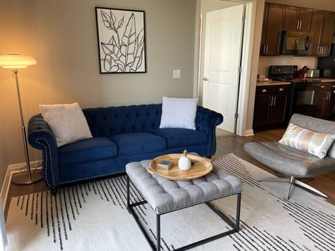 Another view of the comfortable designer living room! 