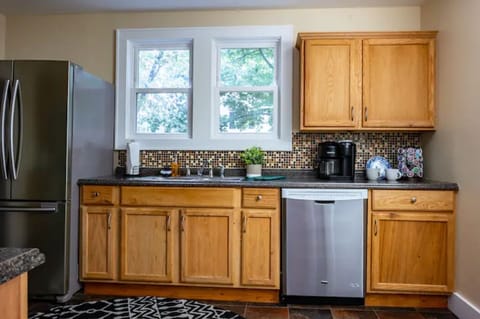 Roomy and stocked kitchen off the dining room