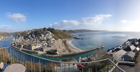 Panoramic views over Looe Bay and beyond from our balcony