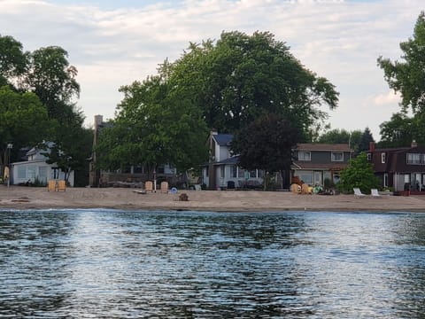 On the beach, sun loungers, beach towels