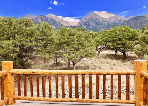 View from the loft deck! Reaching for the mountains!