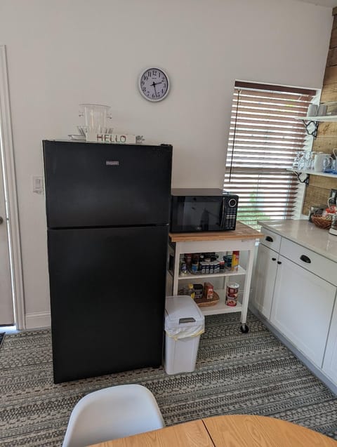 Fridge, microwave, coffee/tea maker, electric kettle