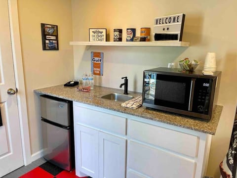 Fridge, microwave, coffee/tea maker