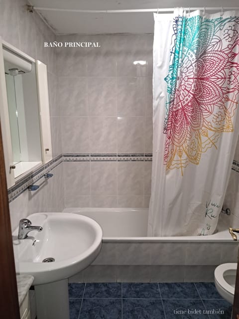 Combined shower/tub, hair dryer, bidet, towels