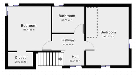 Upstairs - two bedrooms and bath