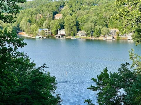 Amazing year round views of Lake Lure. This photo is from the upper level balcony of the family room.
