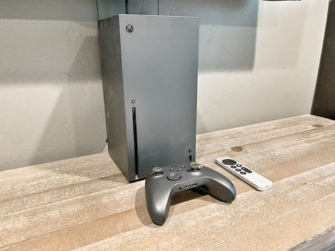 Xbox game system with 2 remotes and games