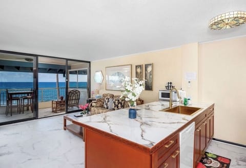 Fabulous ocean view from the spacious living room and gourmet kitchen!