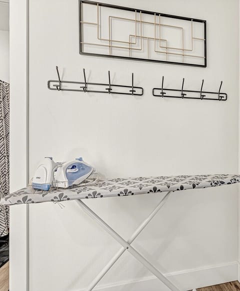 Iron and steamer available.