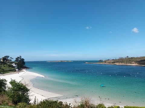 On the beach, sun loungers