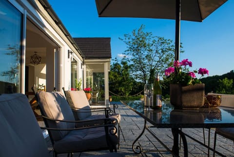 Patio at the rear of house