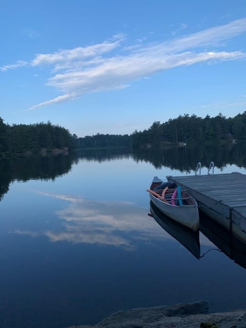 Awake to this dock and canoe in the early morning