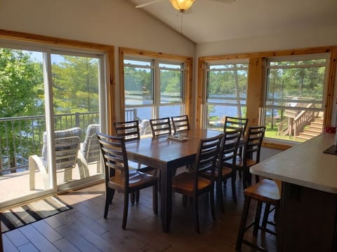 Lake views are plentiful from every room in cottage, view from kitchen/dining