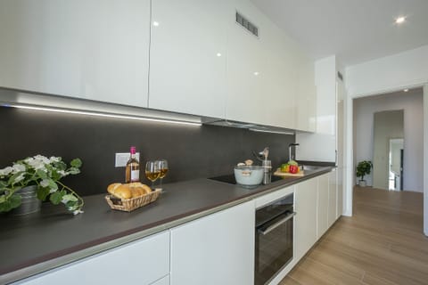 Kitchen with large refrigerator