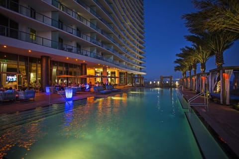 A rooftop pool