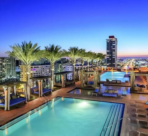 A rooftop pool