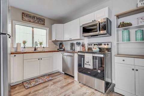 We happily stock the kitchen with all the pots and pans, spices, cooking utensils, and bakeware so you're never in a pinch mid-cooking!