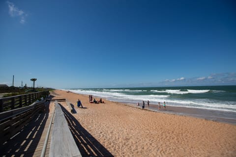 Beach nearby, sun loungers