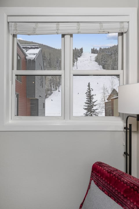 Enjoy the fire and watch the skiers come down Stumper run!