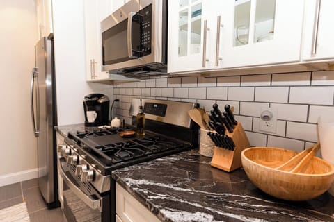 Modern kitchen appliances, fully equipped for all your cooking needs.