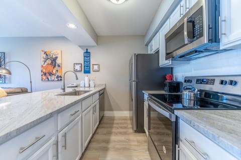 Full-sized kitchen featuring modern updates.