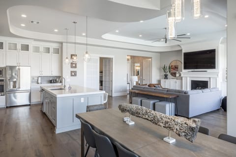 Dining Room View - Dining room view of kitchen and living room area.