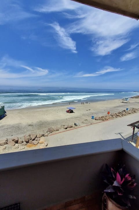 On the beach, sun loungers, beach towels