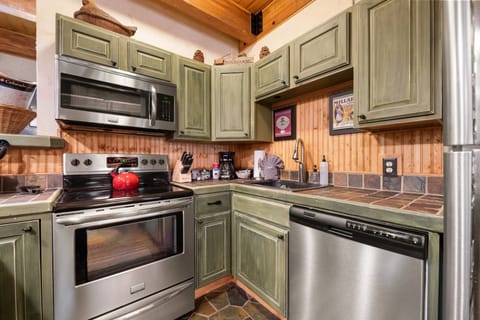 Kitchen with remodeled cabinets