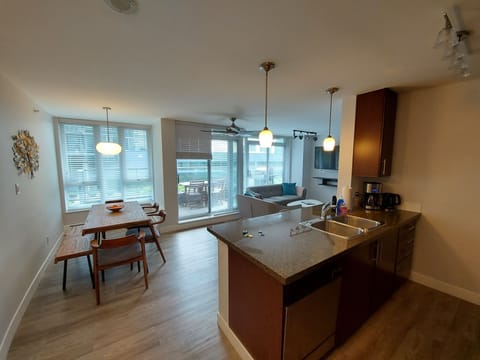 kitchen, dining from the entrance