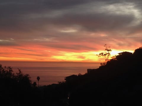 Sunset skies form the living room and front deck
