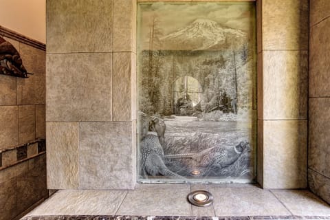 A wall of glass that is also art