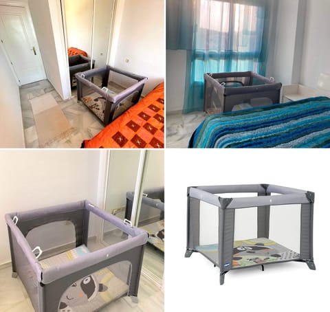 3 bedrooms, desk, iron/ironing board, travel crib