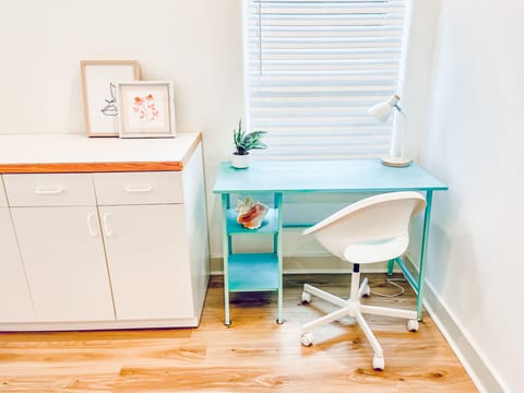 Bright & airy workspace in the master bedroom