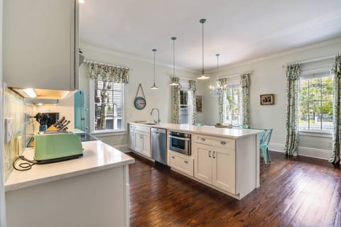 Spacious kitchen and dining area.